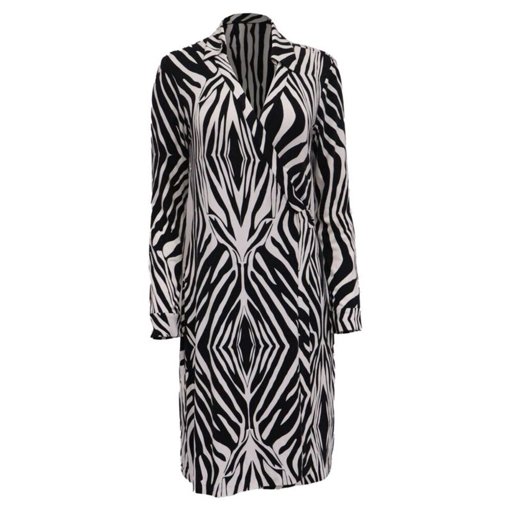 Diane Von Furstenberg Zebra-Print Midi Wrap Dress in Multicolor Viscose
